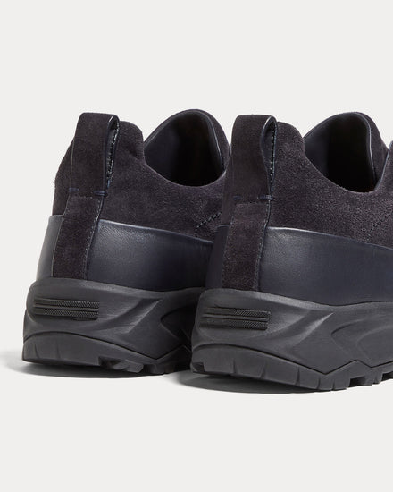 Zegna Triple Stitch Monte Suede Navy Slip On Sneakers - 4