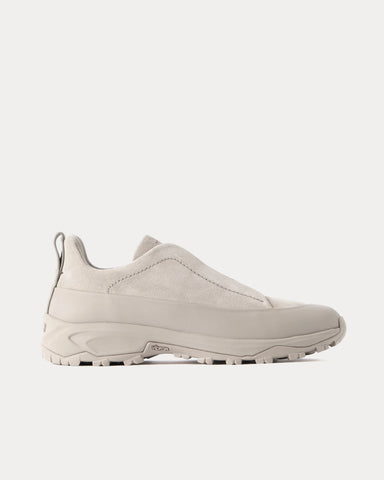 Zegna Triple Stitch Monte Suede Taupe Slip On Sneakers