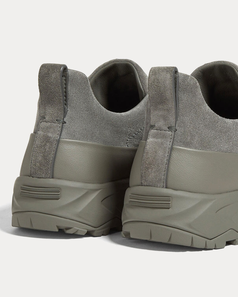 Zegna Triple Stitch Monte Suede Grey Slip On Sneakers - 4