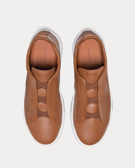 Zegna Triple Stitch Secondskin Dark Foliage Slip On Sneakers - 2