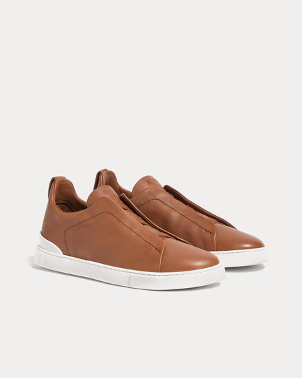 Zegna Triple Stitch Secondskin Dark Foliage Slip On Sneakers - 3