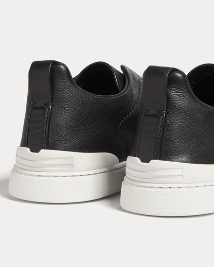 Zegna Triple Stitch Secondskin Black Slip On Sneakers - 4