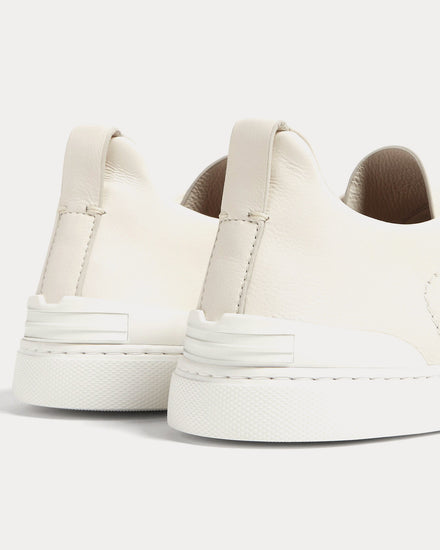 Zegna Triple Stitch Secondskin White Slip On Sneakers - 4