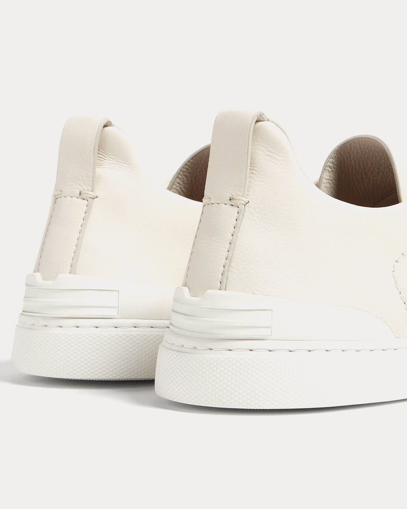 Zegna Triple Stitch Secondskin White Slip On Sneakers - 4