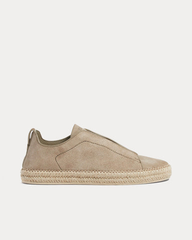 Zegna Triple Stitch Suede Beige Espadrilles