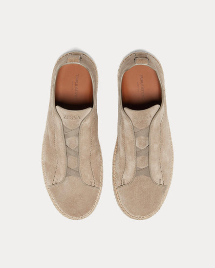 Zegna Triple Stitch Suede Beige Espadrilles - 2