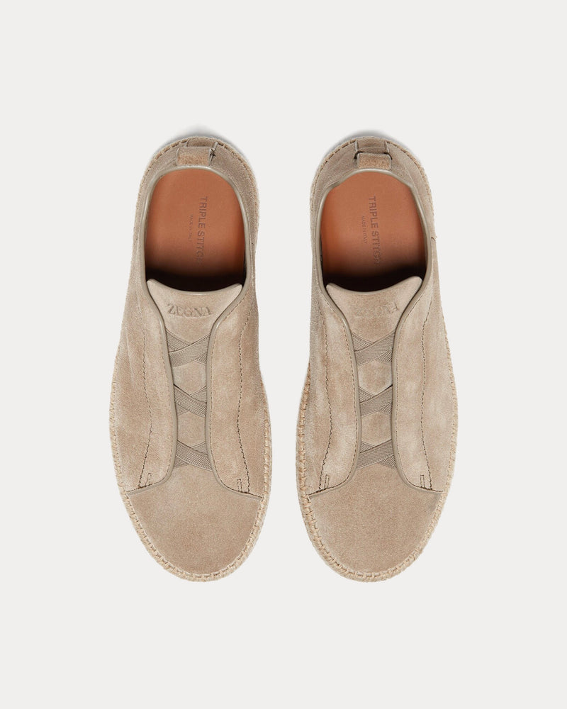 Zegna Triple Stitch Suede Beige Espadrilles - 2