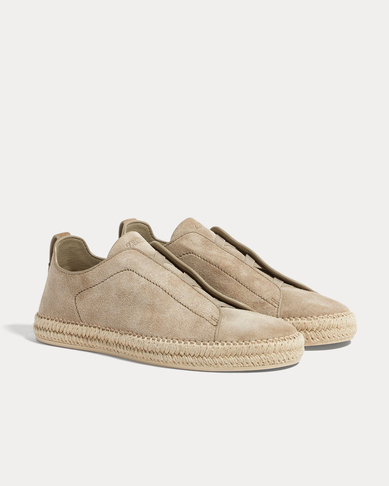 Zegna Triple Stitch Suede Beige Espadrilles - 3