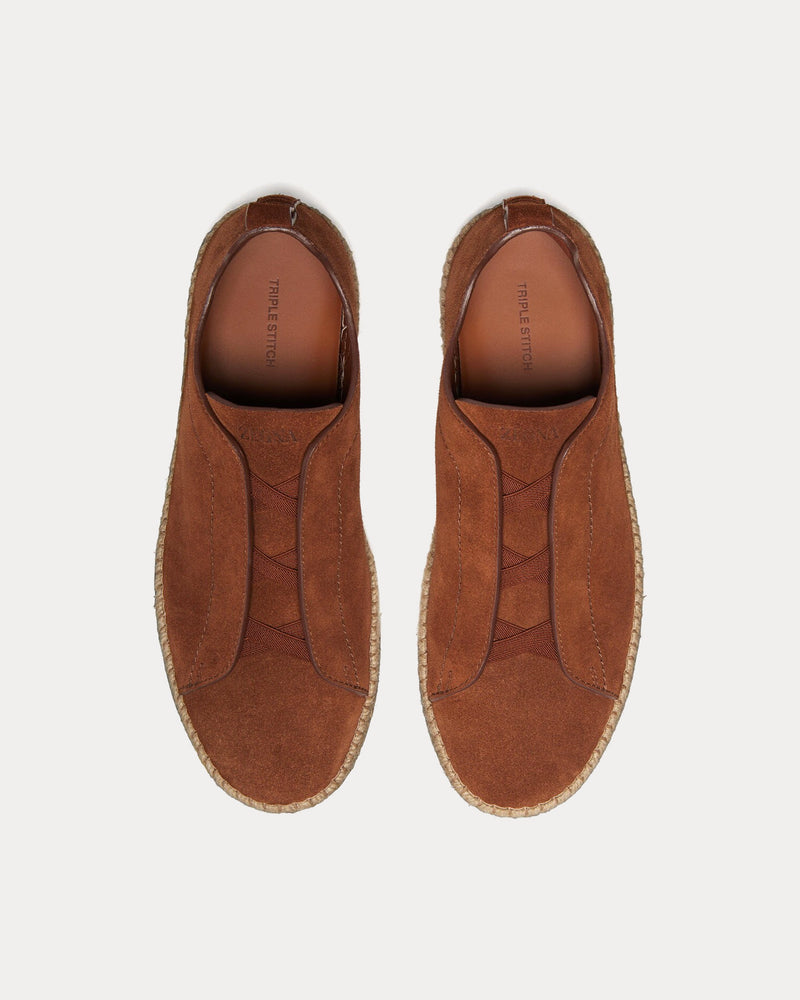 Zegna Triple Stitch Suede Dark Folliage Espadrilles - 2