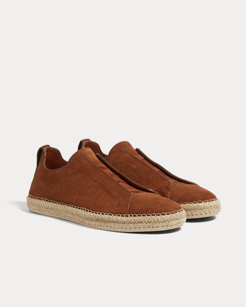 Zegna Triple Stitch Suede Dark Folliage Espadrilles - 3