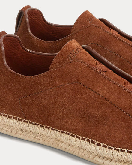 Zegna Triple Stitch Suede Dark Folliage Espadrilles - 4