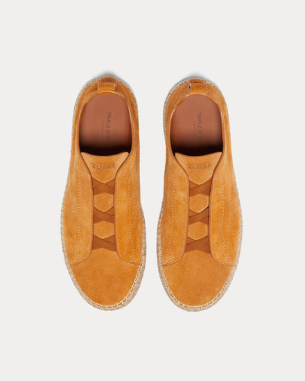 Zegna Triple Stitch Suede Ochre Espadrilles - 2
