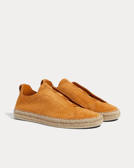 Zegna Triple Stitch Suede Ochre Espadrilles - 3