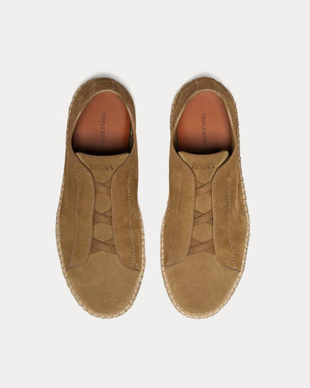 Zegna Triple Stitch Suede Olive Green Espadrilles - 2