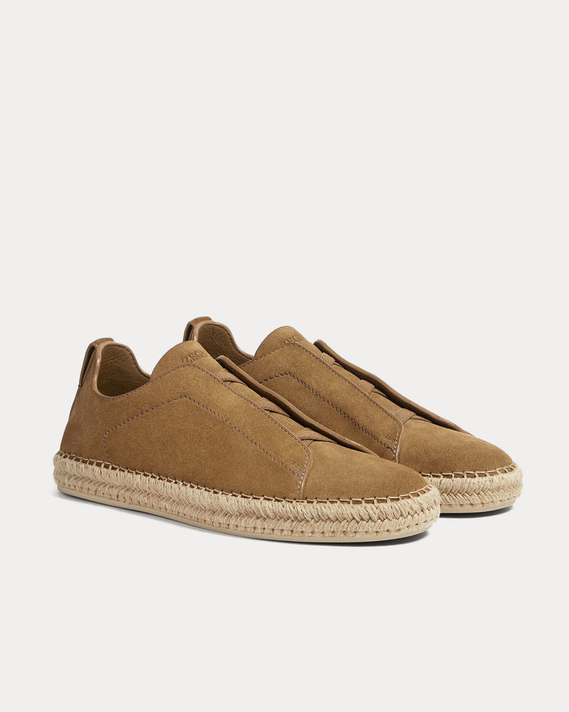 Zegna Triple Stitch Suede Olive Green Espadrilles - 3
