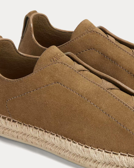 Zegna Triple Stitch Suede Olive Green Espadrilles - 4
