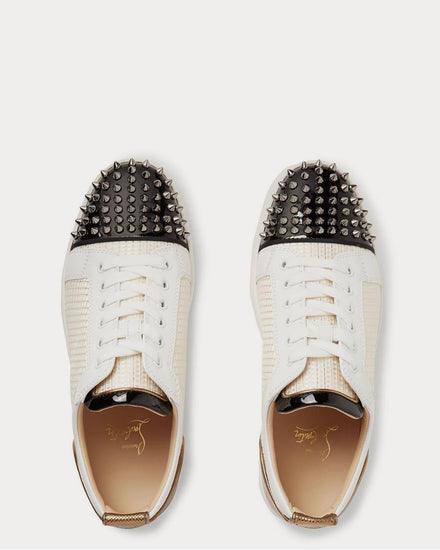 Christian Louboutin Louis Junior Spikes Orlato Leather and Jacquard  White low top sneakers - 6