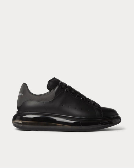 McQueen Exaggerated-Sole Reflective-Trimmed Leather  Black low top sneakers - 1