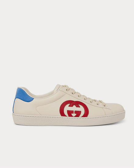 Gucci Ace Suede-Trimmed Leather  White low top sneakers - 1
