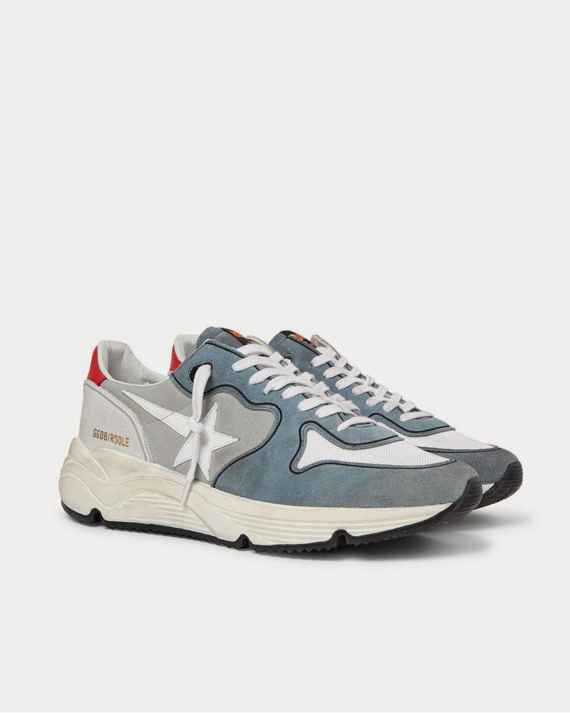 Golden Goose Running Sole Leather-Trimmed Distressed Suede, Canvas, Nubuck  and Mesh Gray low top sneakers - Sneak in Peace