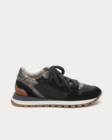 Brunello Cucinelli Leather-trimmed Black Low Top Sneakers