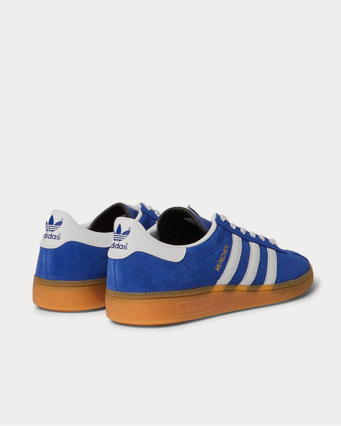 München Leather-Trimmed Brushed-Suede  Blue low top sneakers