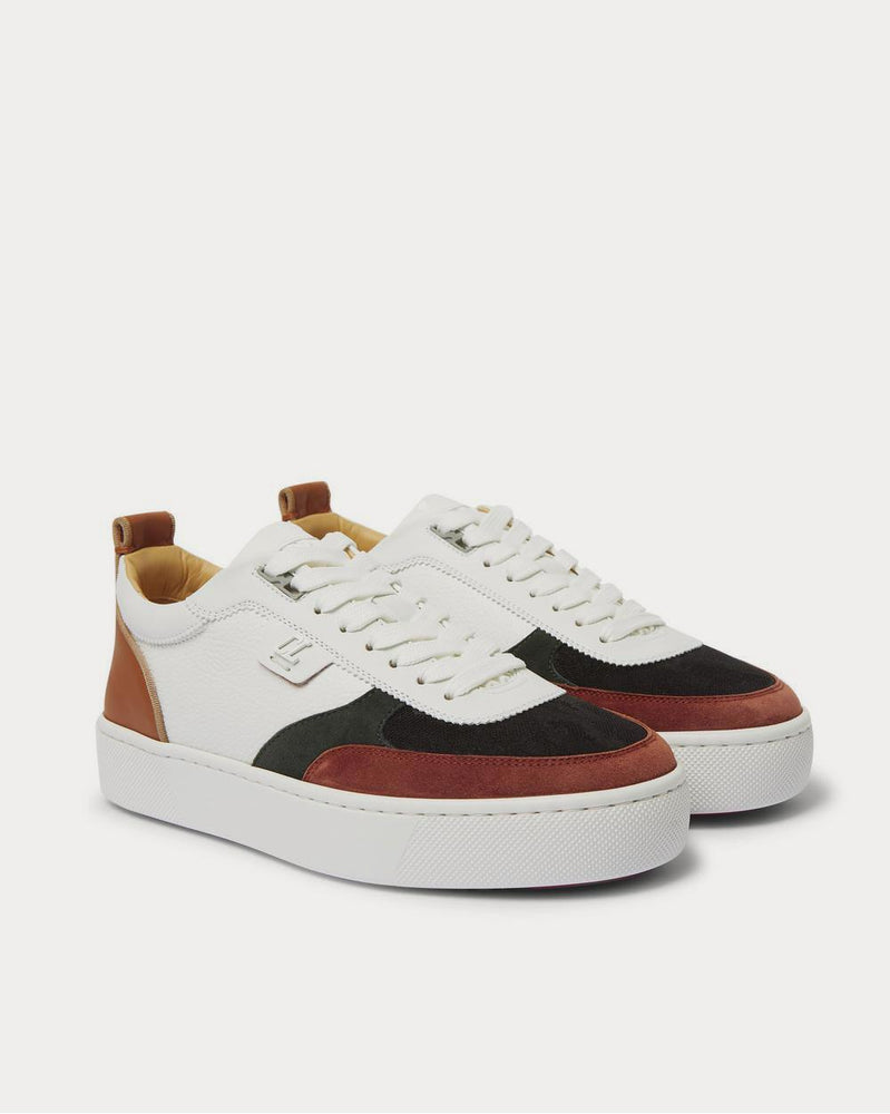 Christian Louboutin Happyrui Leather, Suede and Glittered Mesh  White low top sneakers - 2