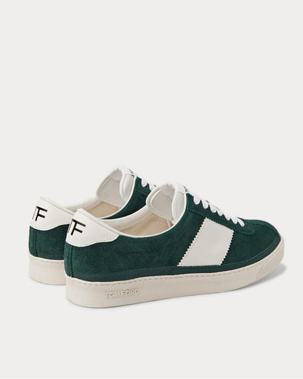 Tom Ford Bannister Leather-Trimmed Suede  Green low top sneakers - 3