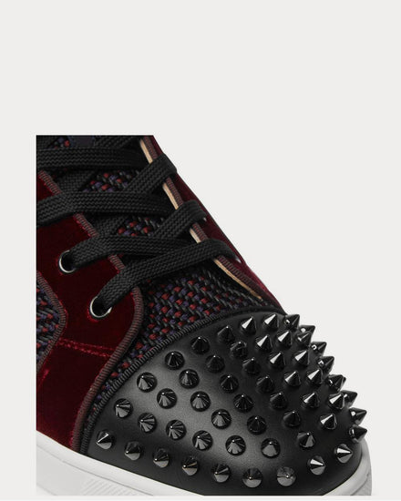 Christian Louboutin Lou Spikes Orlato Velvet, Raffia and Leather High-Top  Navy high top sneakers - 5