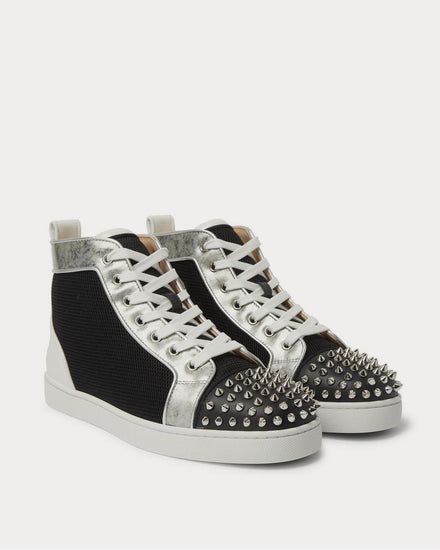 Christian Louboutin Louis Spiked Leather and Mesh High-Top  Black high top sneakers - 2