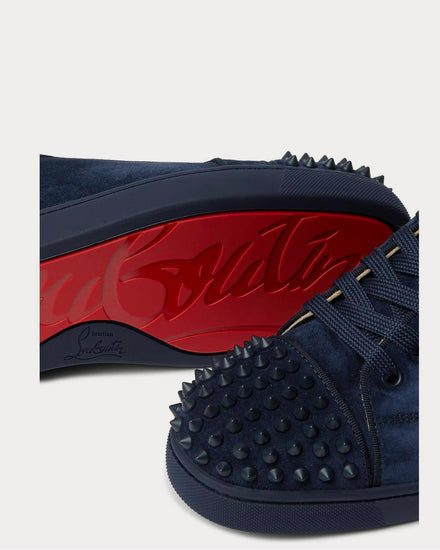 Christian Louboutin Louis Junior Spikes Cap-Toe Suede  Navy low top sneakers - 4