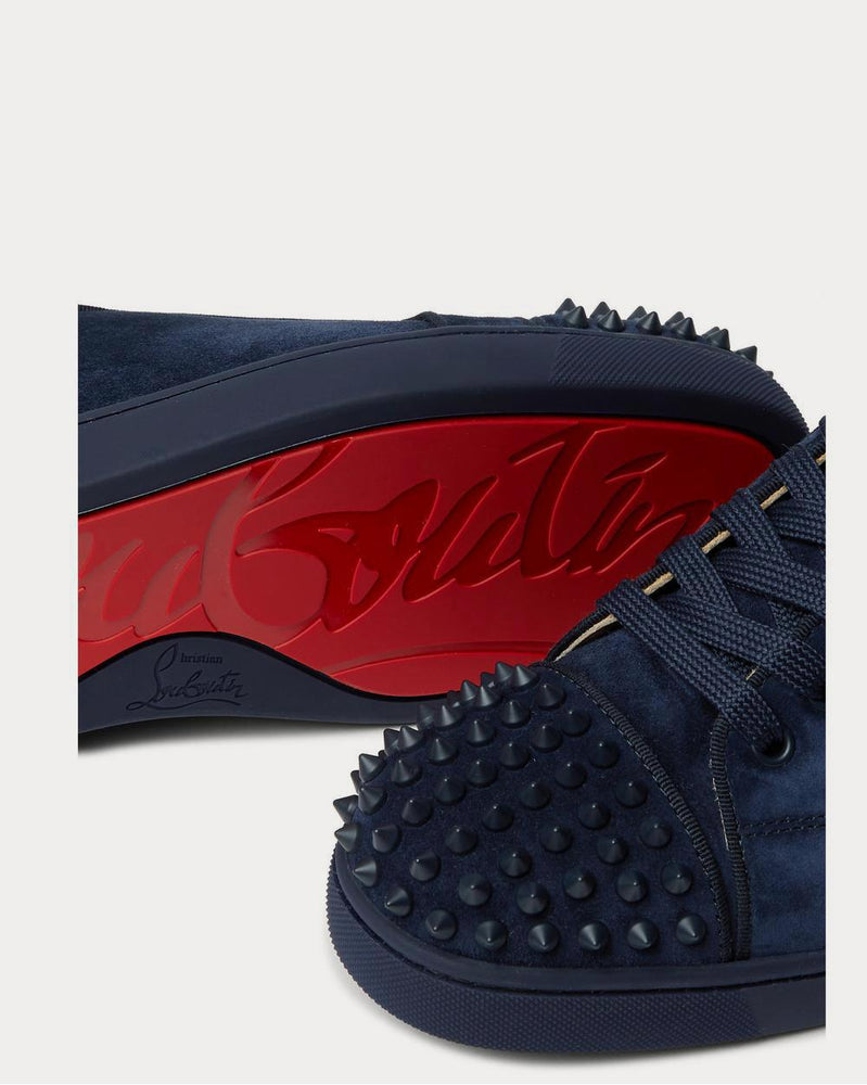 Christian Louboutin Louis Junior Spikes Cap-Toe Suede  Navy low top sneakers - 4