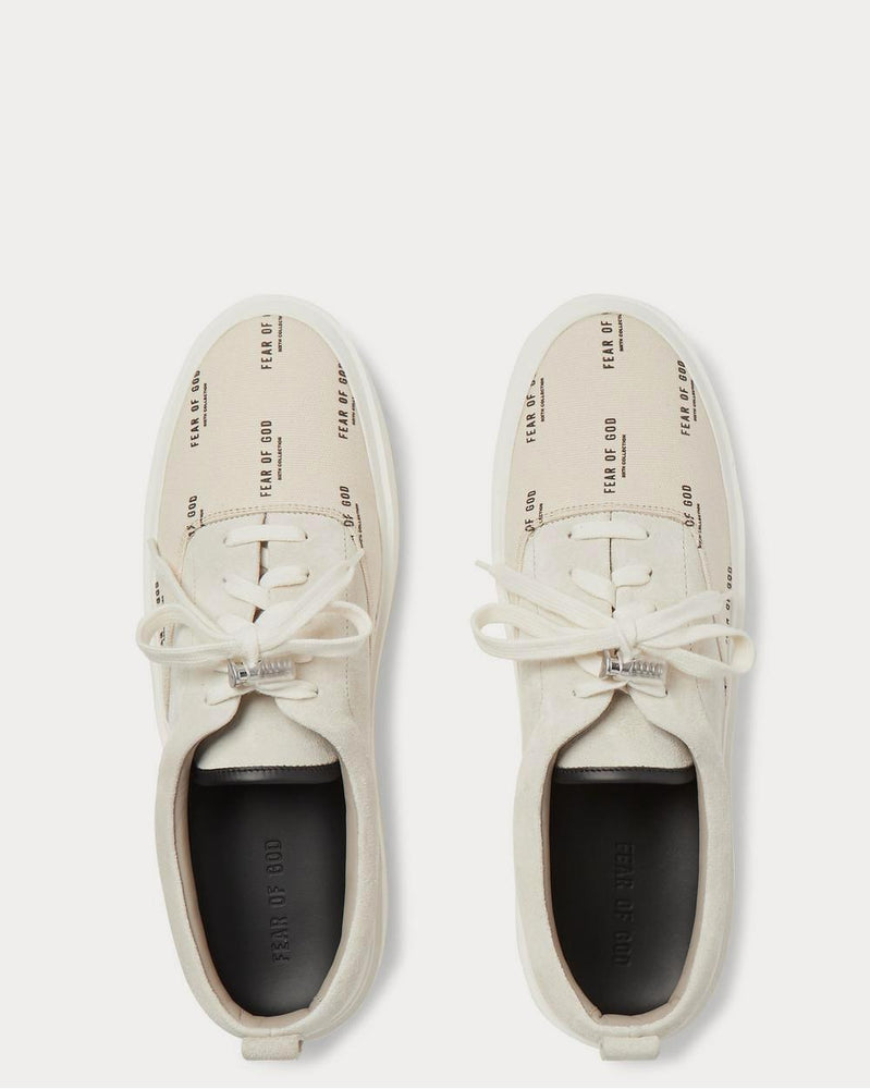 Fear of God 101 Leather-Trimmed Suede and Logo-Print Canvas  Cream low top sneakers - 6