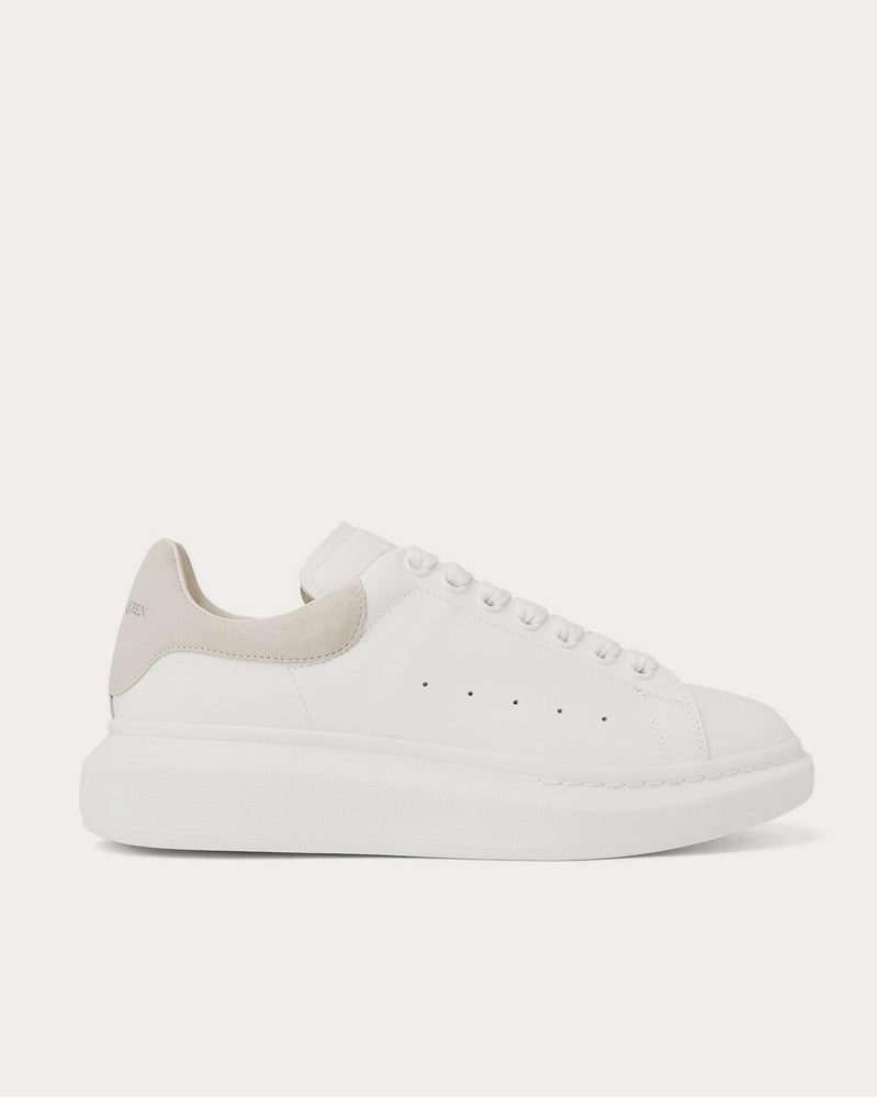 Alexander McQueen Exaggerated-Sole Suede-Trimmed Leather  White low top sneakers - 1