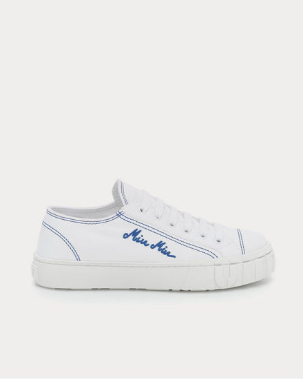 Miu Miu Canvas Bianco+Bluette Low Top Sneakers - 1