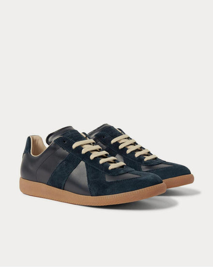 Maison Margiela Replica Suede and Leather  Navy low top sneakers - 2