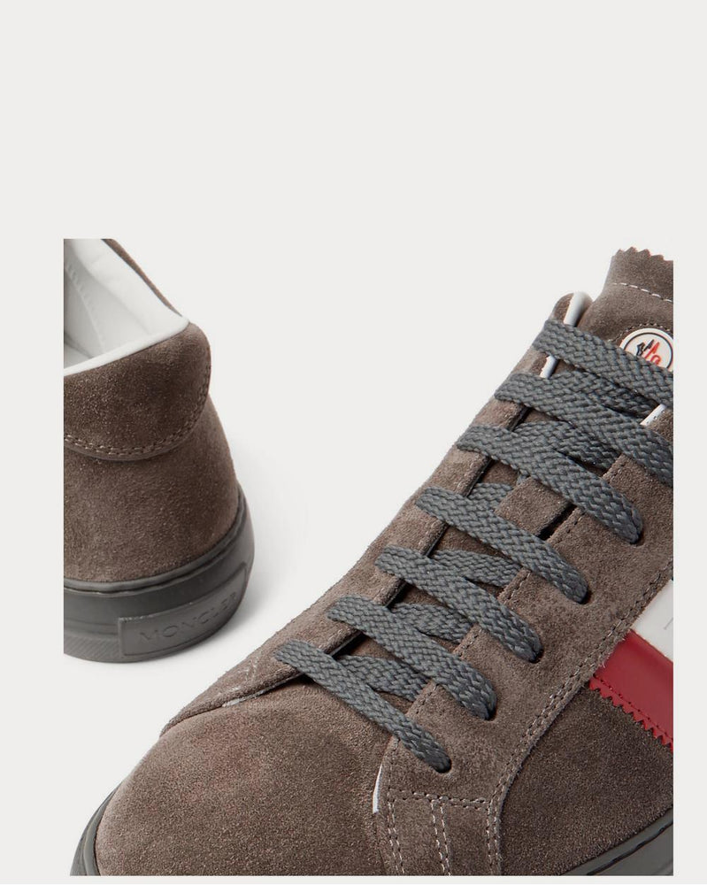 Moncler New Monaco Suede and Leather  Gray low top sneakers - 4