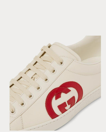 Gucci Ace Suede-Trimmed Leather  White low top sneakers - 4