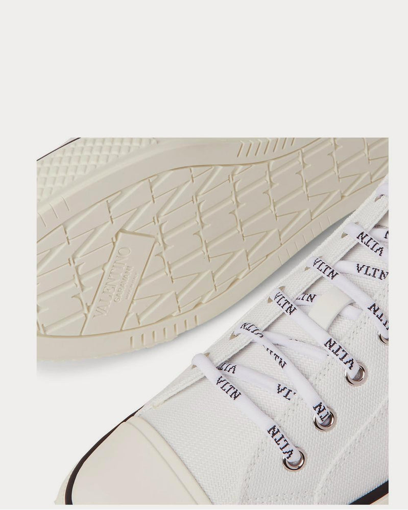 Valentino Logo-Appliquéd Rubber-Trimmed Canvas  White low top sneakers - 4