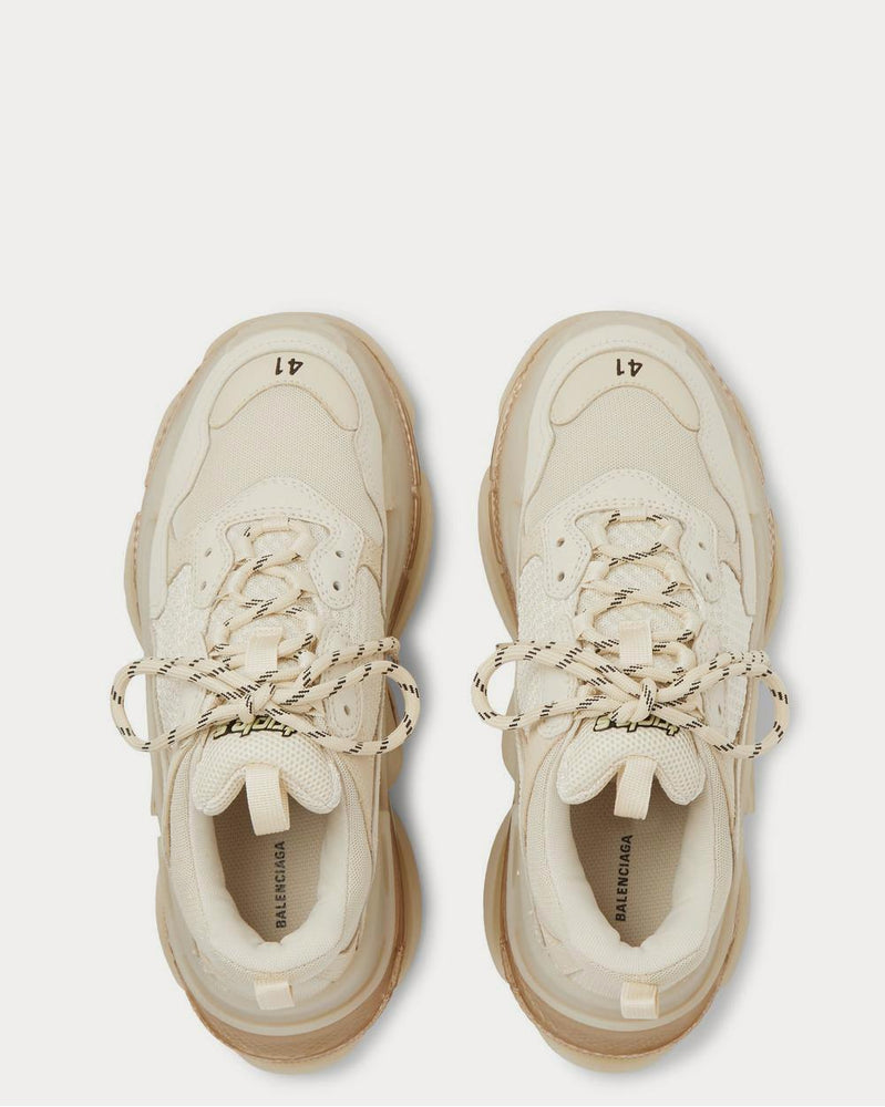 Balenciaga Triple S Clear Sole Mesh, Nubuck and Leather  Ecru low top sneakers - 6