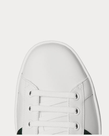Gucci Ace Watersnake-Trimmed Embroidered Leather  White low top sneakers - 5