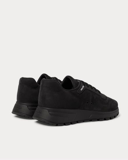 Prada Match Race Rubber-Trimmed Nubuck  Black low top sneakers - 4