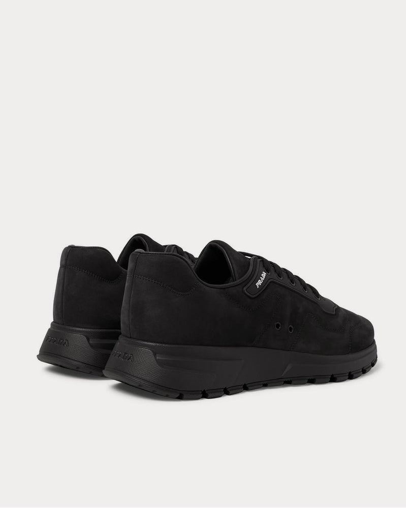 Prada Match Race Rubber-Trimmed Nubuck  Black low top sneakers - 4