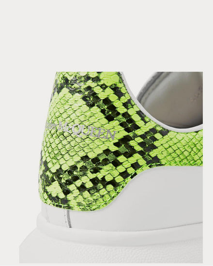 McQueen Exaggerated-Sole Neon Snake-Effect Leather  White low top sneakers - 5