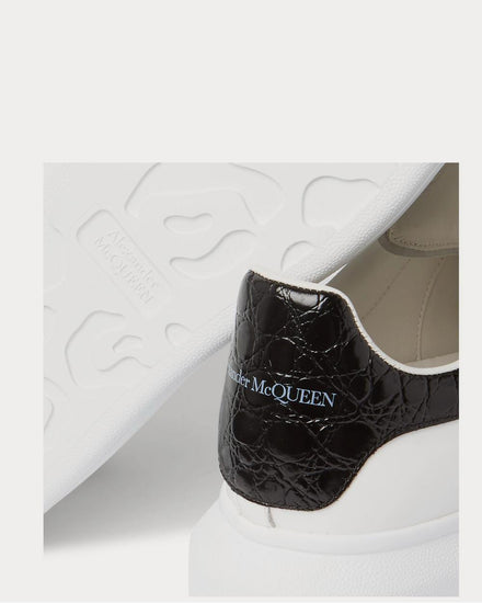 McQueen Exaggerated-Sole Croc Effect-Trimmed Leather  White low top sneakers - 4