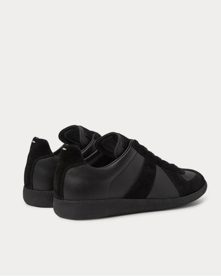 Maison Margiela Replica Leather and Suede  Black low top sneakers - 4