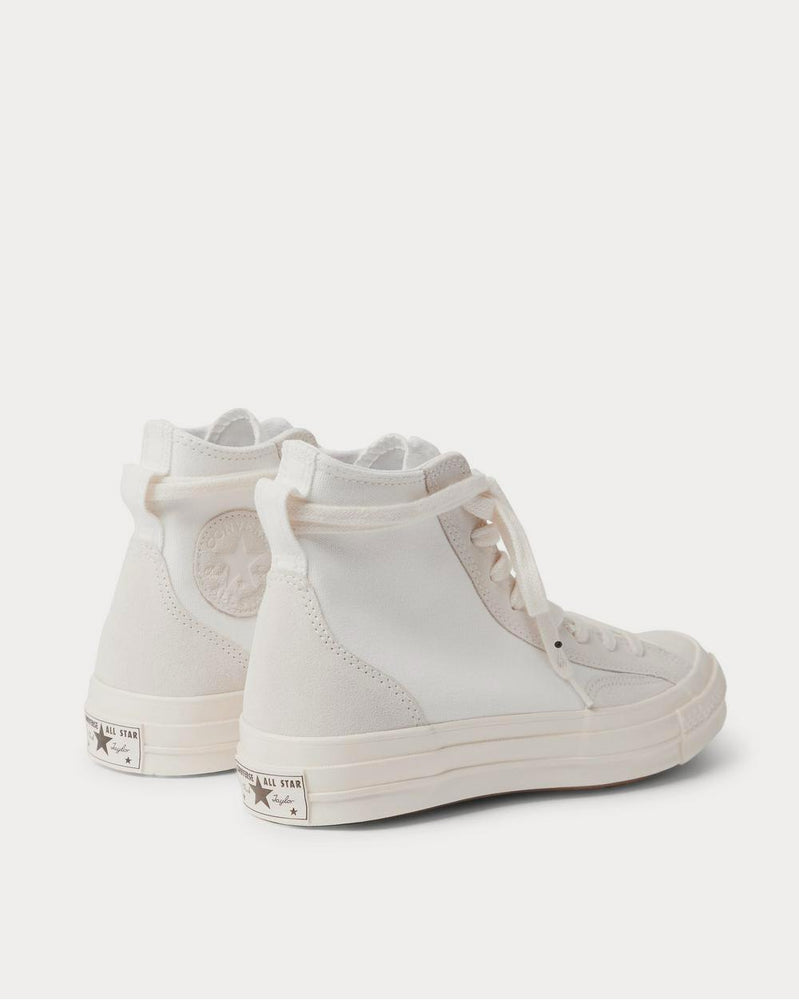 Converse Chuck 70 Final Club Suede-Trimmed Organic Canvas  White high top sneakers - 3