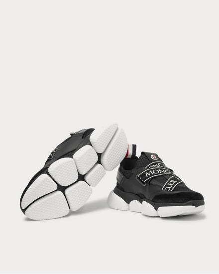 Moncler Bakary Logo-Trimmed Mesh, Suede and Leather  Black low top sneakers - 3