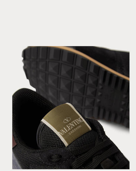 Valentino Rockrunner Mesh, Leather and Suede  Black low top sneakers - 4