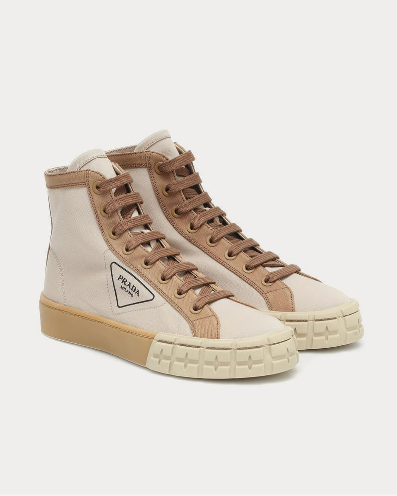 Prada Wheel canvas Corda Khaki High Top Sneakers - 2